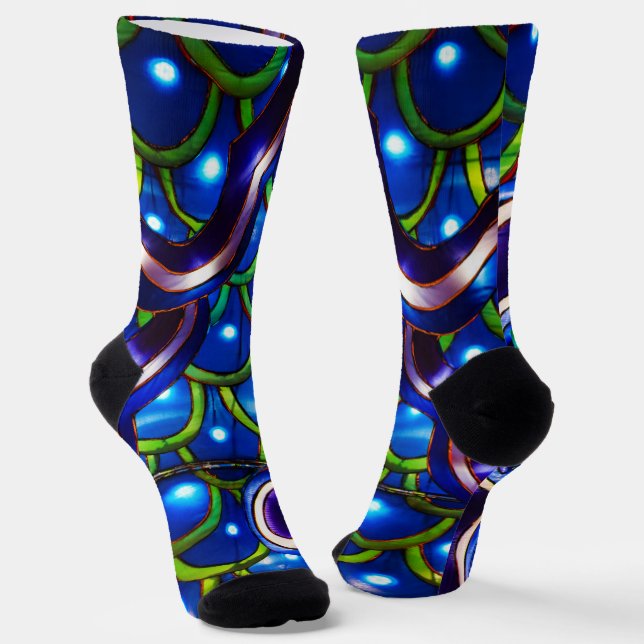 Glowing Blue Scales  Socks (Angled)
