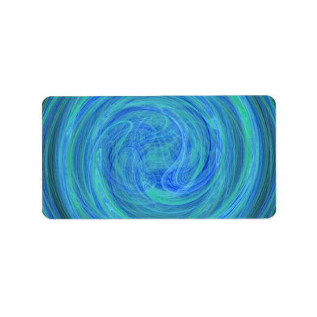 Glowing Blue Sphere Orb Spiral Abstract Fractal Label (Front)