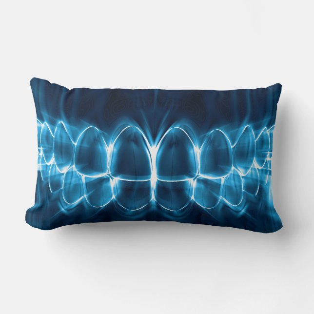 Glowing Blue Teeth Bite Dentist Pillow (Front)