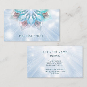 Glowing  Blue Turquoise Mandala Business Card
