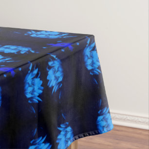 Glowing Blue Water Lily Lotus Flower Abstract Tablecloth