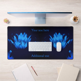 Glowing Blue Water Lily Lotus Flower Personalised Desk Mat