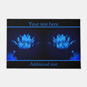 Glowing Blue Water Lily Lotus Flower Personalised Doormat