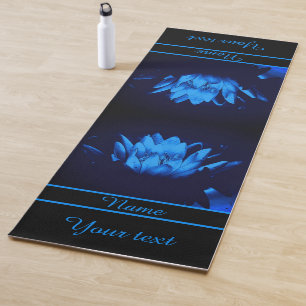 Glowing Blue Water Lily Lotus Flower Personalised Yoga Mat