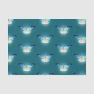 Glowing blue white butterflies tissue paper