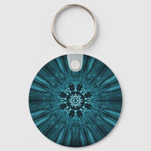 Glowing Blue Winter Snowflake Key Ring