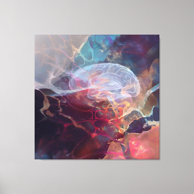 Glowing Brain Nebula Neural Energy Canvas Print (Front)