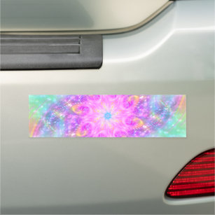 Glowing Bright Lights Colorful Spiral Mandala Art Car Magnet