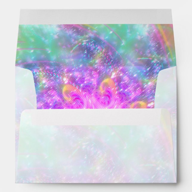 Glowing Bright Lights Colourful Spiral Mandala Art Envelope (Back (Bottom))