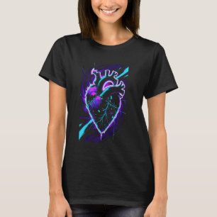 Glowing Broken Heart Jirai Kei Cyberpunk Aesthetic T-Shirt