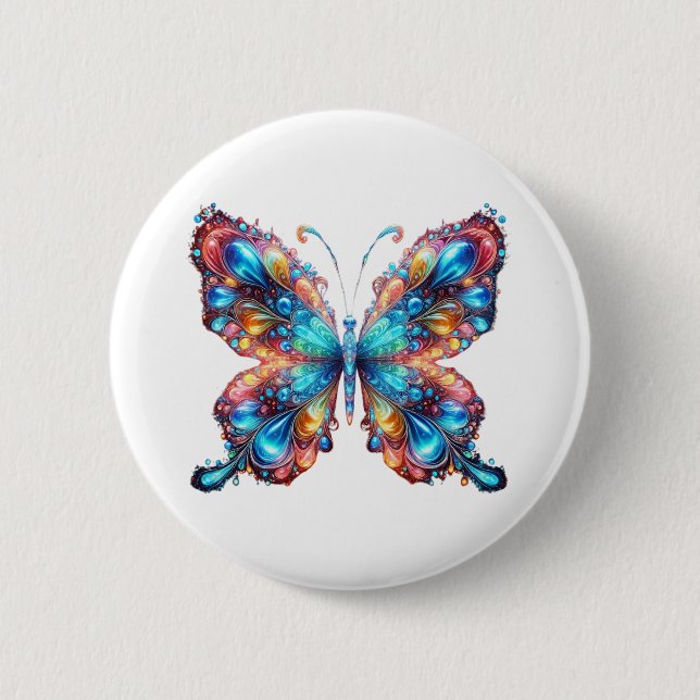Glowing Butterfly 6 Cm Round Badge (Front)