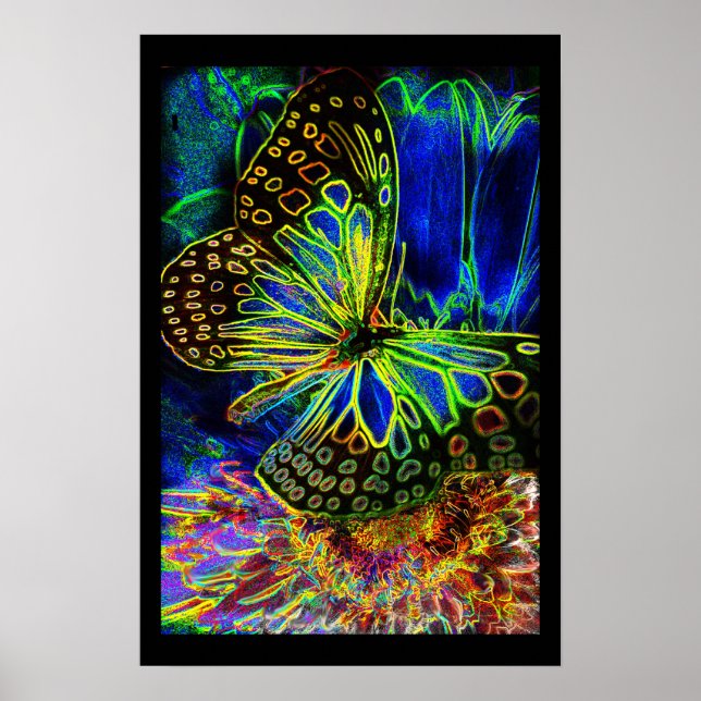 Glowing Butterfly and Flower Poster (Front)
