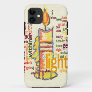 Glowing Candle Light Word Cloud Design iPhone 11 Case