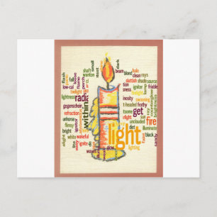 Glowing Candle Light Word Cloud Design Postcard