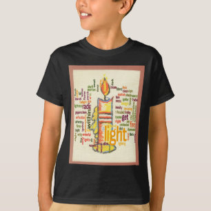 Glowing Candle Light Word Cloud Design T-Shirt