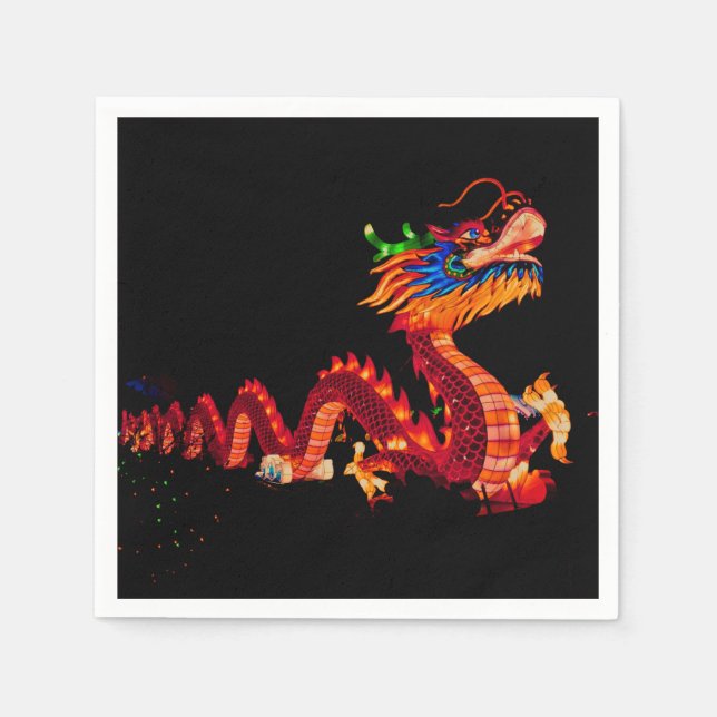 Glowing Chinese Parade Dragon Napkin (Front)
