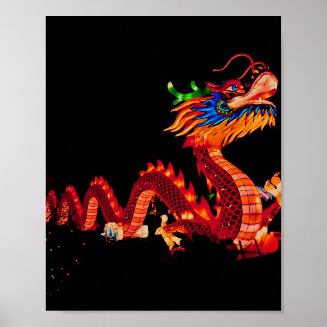 Glowing Chinese Parade Dragon Poster (Front)