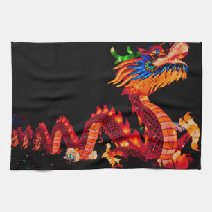Glowing Chinese Parade Dragon Tea Towel