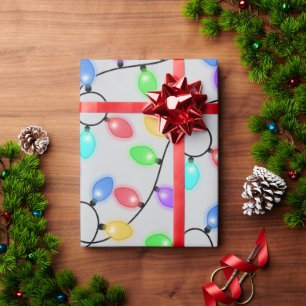 Glowing Christmas Lightbulbs Wrapping Paper