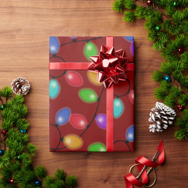 Glowing Christmas Lightbulbs  Wrapping Paper (Holiday Gift)