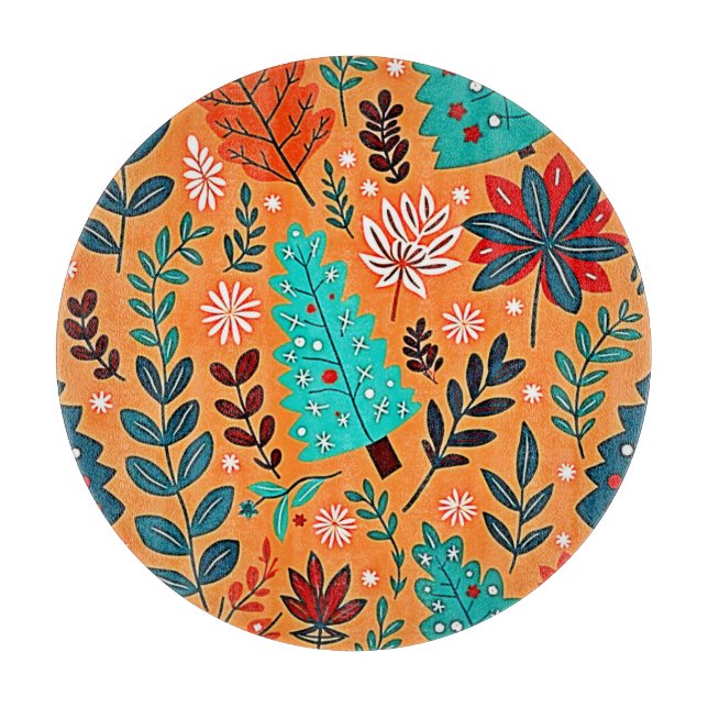 Glowing Christmas Pattern Design Cutting Board (Front)