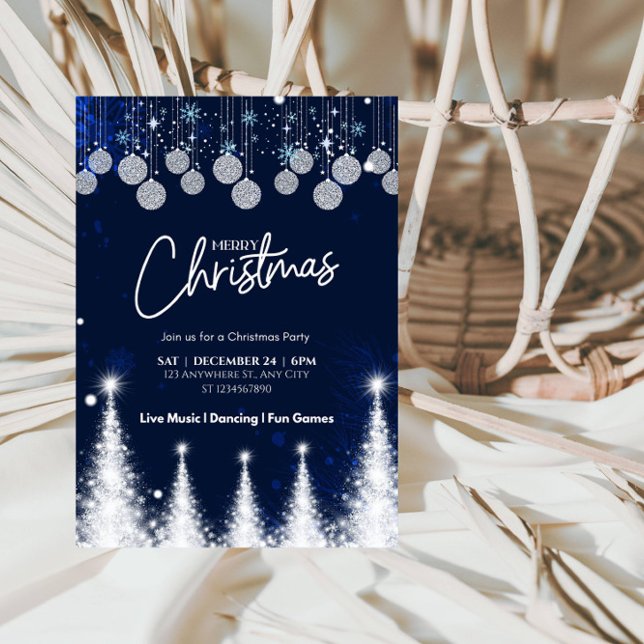 Glowing Christmas Trees Holiday Party Invitation (Creator Uploaded)