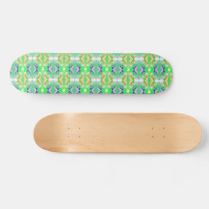 Glowing colourful diamond shapes skateboard