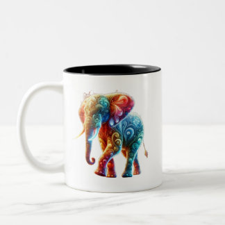 Glowing Colourful Elephant Two-Tone Coffee Mug