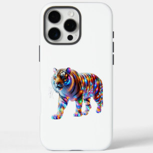 Glowing Colourful Tiger – Vibrant Glassy Art iPhone 16 Pro Max Case