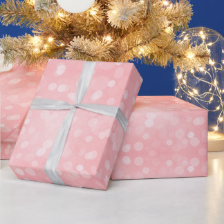 Glowing coral pink bokeh Christmas lights abstract Wrapping Paper