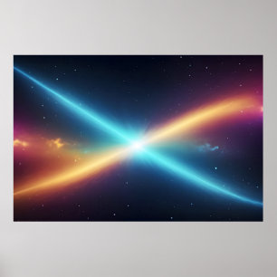 Glowing Cosmic Energy Collision Abstract Space Poster