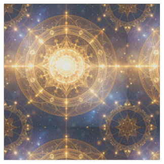 Glowing Cosmic Mandala Starry Fabric
