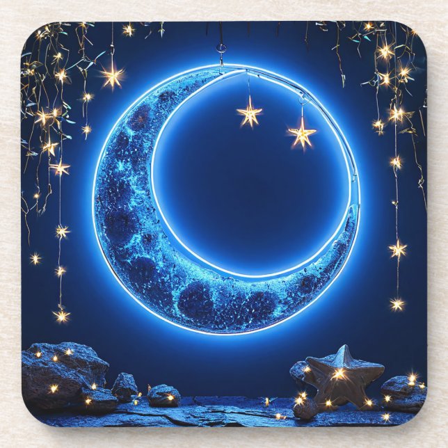 Glowing crescent moon coaster (Front)
