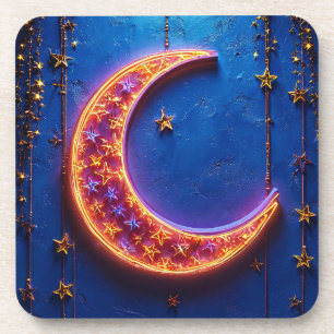 Glowing crescent moon coaster