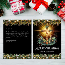 Glowing Cross | Black Background Christmas Card