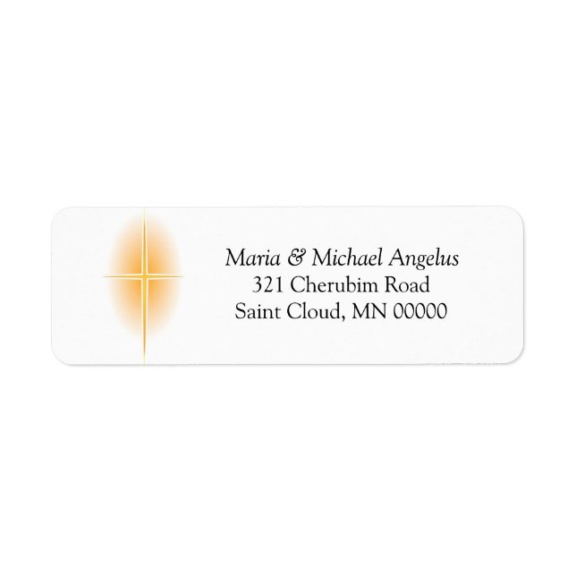Glowing Cross Christian Church Wedding Labels (Front)