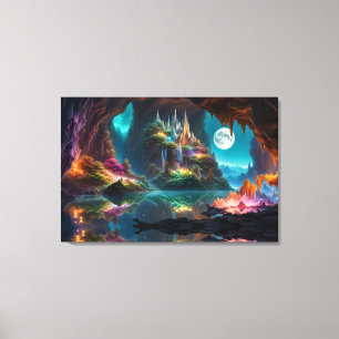 Glowing crystal Cave Canvas Print
