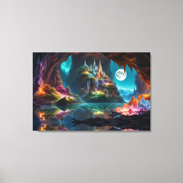 Glowing crystal Cave Canvas Print (Front)