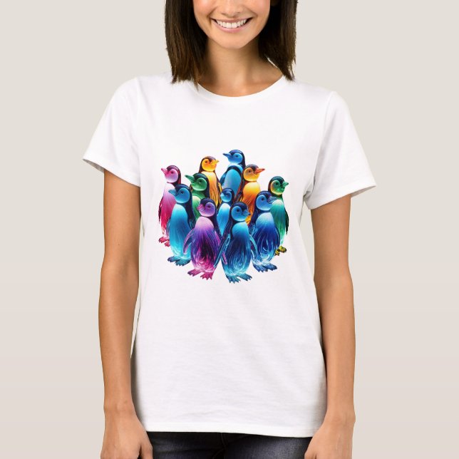 Glowing Cute Penguins T-Shirt (Front)