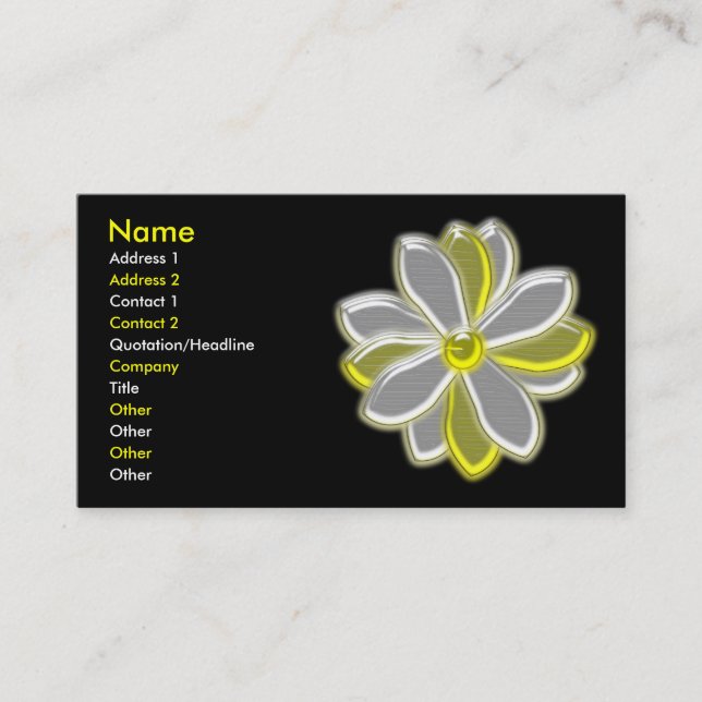 Glowing Daisy Flower Customisable Business Card (Front)