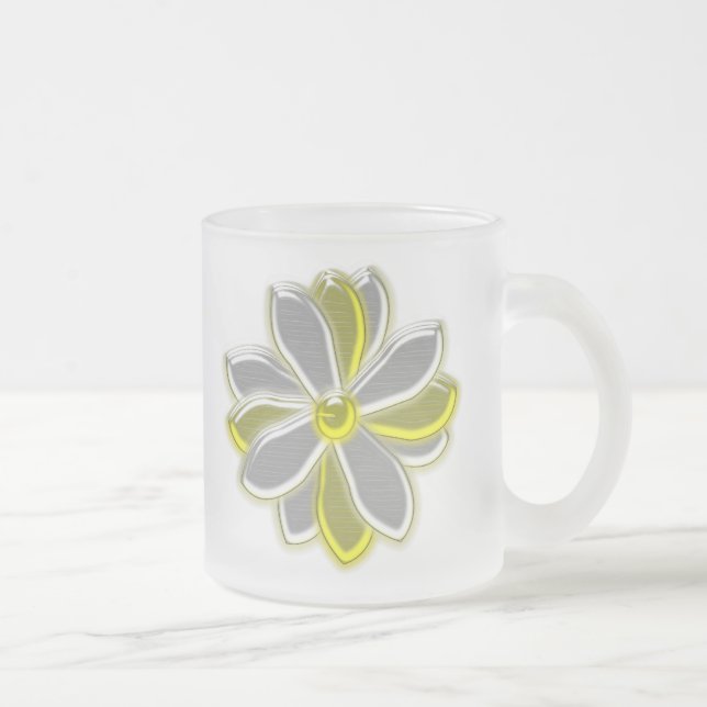 Glowing Daisy Flower Frosted Glass Mug (Right)
