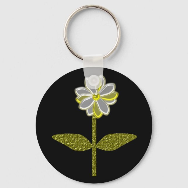 Glowing Daisy Flower Keychain (Front)