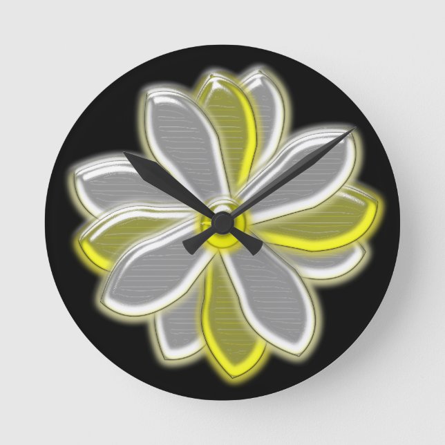 Glowing Daisy Flower Wall Clock (Front)