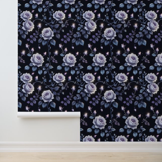 Glowing Dark Rose Garden Peel and Stick  Wallpaper (Application)