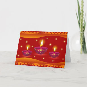 Glowing Decorative Diwali Lamps Card