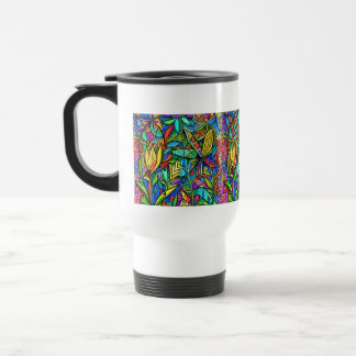Glowing decorative flowers travel mug