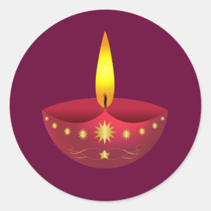 Glowing Diwali Lamp Classic Round Sticker