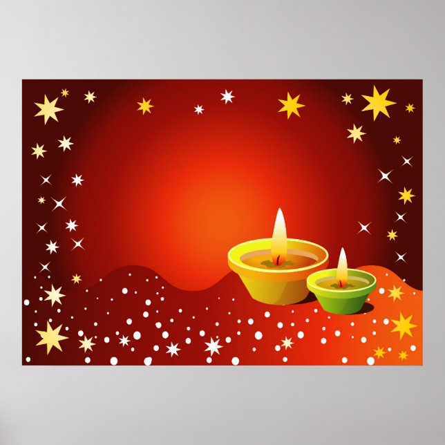 Glowing Diwali Lamps Poster (Front)