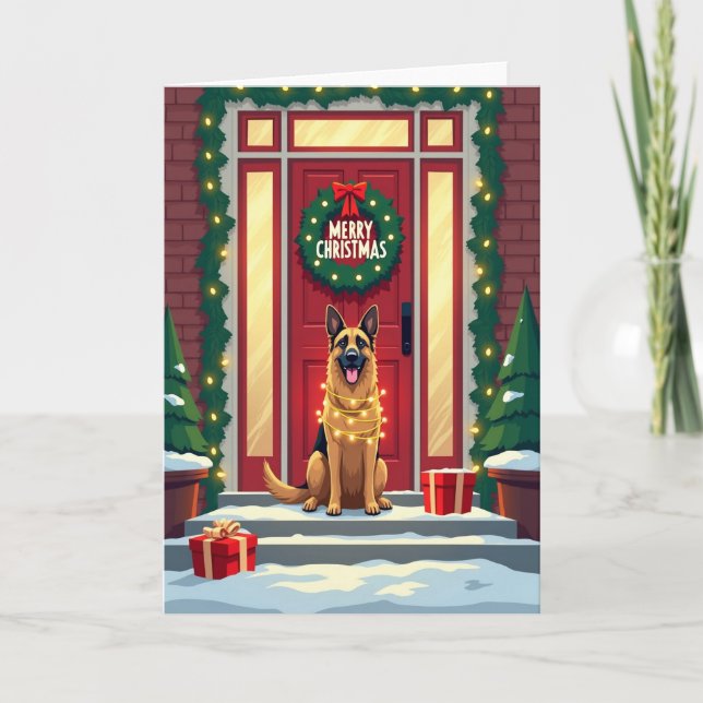 Glowing Dog Christmas Card (Front)