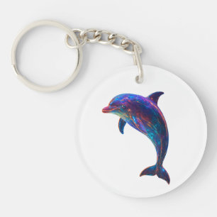 Glowing Dolphin Art Key Ring